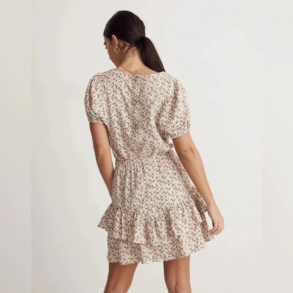 NWT Madewell Flannel Cream Pull-On Floral Tiered Mini Skirt Sz S - Picture 2 of 9
